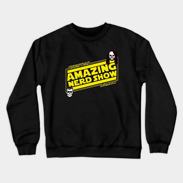 Yellow Amazing Nerd Show Skull Logo Crewneck Sweatshirt by The Amazing Nerd Show 